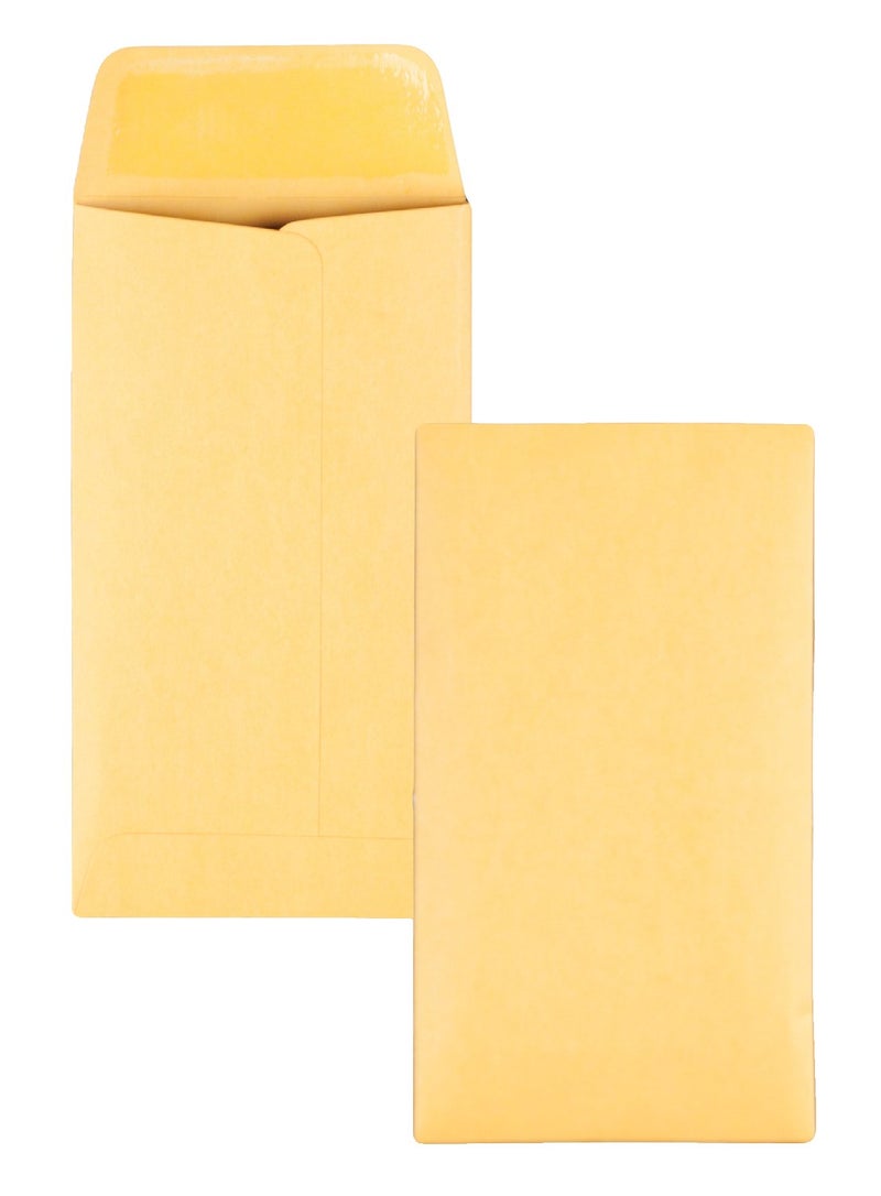 Quality Park #6 Coin Envelopes, 3 3/8 x 6, Gummed, Small Parts, Jewelry & Seed Envelopes for Garden, Office, 28 lb Brown Kraft, 500 per Box (QUA50662) - Image 1